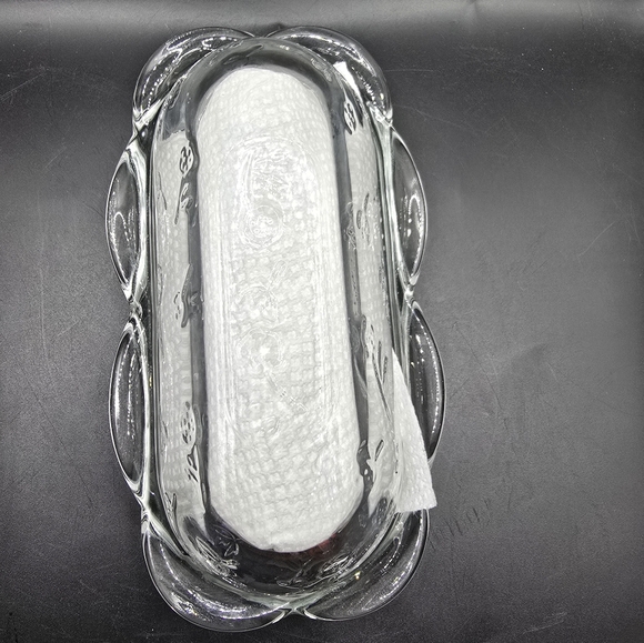 Vintage Anchor Hocking Covered Butter Dish Floral Clear Glass Scalloped Bottom - Picture 4 of 10